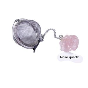 Silver Tea Infuser with Rose Quartz Charm